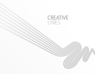 Wave lines in 3D perspective vector abstract background with smooth gradient of light grey and white monochrome colors, easy relaxing motion.