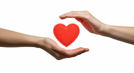 Fototapeta premium Hands gently holding a heart, symbolizing self care and wellbeing, with copy space