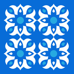 Georgian Blue Ornamental Tile, Vector Art Deco