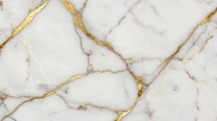 Elegant White Marble Texture with Gold Veins &ndash; Luxury Seamless Background