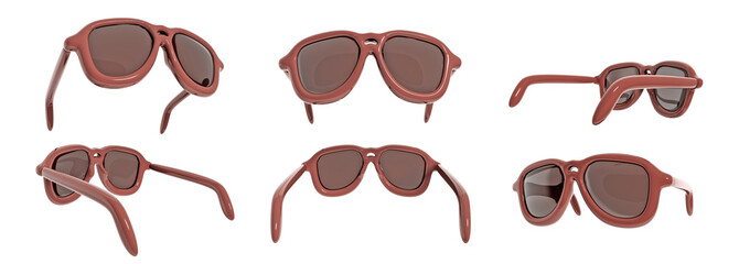Brown Sunglasses 3d render illustration icon set