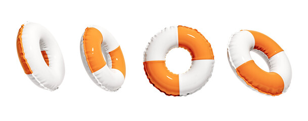 Inflatable Swim Ring 3d icon set of Stripes Lifebuoy 3d render illustration icon