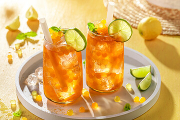 Sour bubble tea as cool drink for summer.