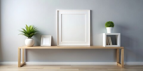 Minimalist Living Room with Empty White Frame