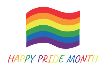 Colorful Gay pride flag Happy pride day LGBTQ community Pride Month Vector hand drawn doodle for posters, stickers, logo, cards