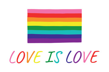 Colorful Gay pride flag Happy pride day LGBTQ community Pride Month Vector hand drawn doodle for posters, stickers, logo, cards