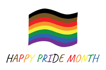 Colorful Gay pride flag Happy pride day LGBTQ community Pride Month Vector hand drawn doodle for posters, stickers, logo, cards