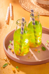 Tasty bubble tea as cool refreshing drink for summer.
