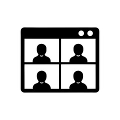 Social network user group icon set, a vector illustration of diverse people connected for business and community communication Zoom video call silhouettes