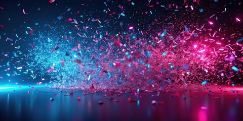 Neon Pink Blue Confetti Explosion