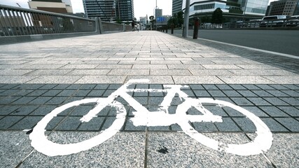 bicycle lane sign in yokohama city