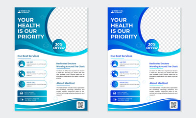 Modern medical healthcare flyer design, healthcare and medical flyer or poster design