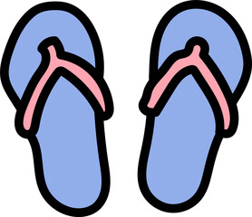 Cute hand-drawn slipper icon for summer beach and casual wear. Great for vacation content, outfit illustrations, and travel-themed designs.

