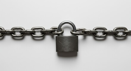 Rusty padlock with chain, security concept, vintage design, copy space