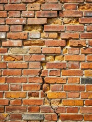 Fototapeta premium Cracked brick wall with old mortar