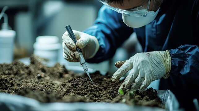 Laboratory investigations focus on soil contamination and potential bioremediation techniques.