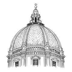 Renaissance Dome Silhouette Architectural Building Art