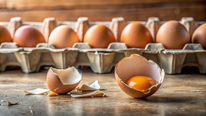 A rotten egg with cracked shell on the floor