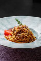 Fresh and delicious pasta with meat