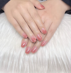 Naklejka premium pink color french nail art