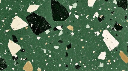 The intricate beauty of green mottled terrazzo flooring.