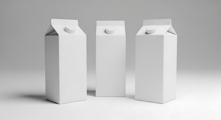 Three White Gable Top Cartons on a White Surface
