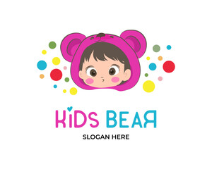 cute colorful kids store logo design template illustration