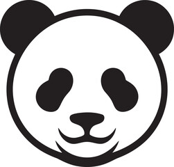 Simple black and white vector illustration of a friendly smiling panda face