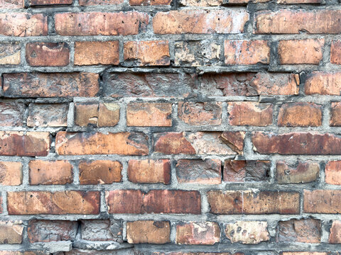 Fototapeta Old red brick wall, mur ściana z czerwonej cegły 