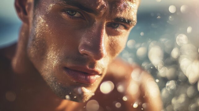 determined runner pushing limits under the bright sun on a hot summer day sweating and staying focused during an intense outdoor exercise session