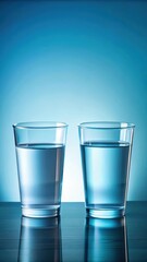 Contaminated water and pure water in identical cups