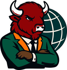 Obraz premium Bull Logo Design, Bison icon silhouette, Buffalo silhouette isolated, Vector illustration Buffalo Logo Design