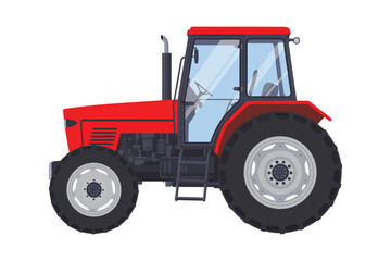 Obraz premium Powerful Red Tractor Agricultural Machinery Illustration