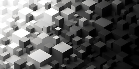Obraz premium Contemporary isometric design with block shapes in black gray and white creates sleek abstract artwork