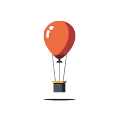 Illustration of a Bright Orange Hot Air Balloon with a Square Basket Floating in the Sky