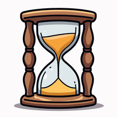 Cartoon Hourglass with Flowing Sand Illustration, Time Management and Deadline Concept