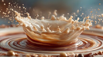 Slow motion of milk drop splashing into a bowl creating smooth ripples and circular waves