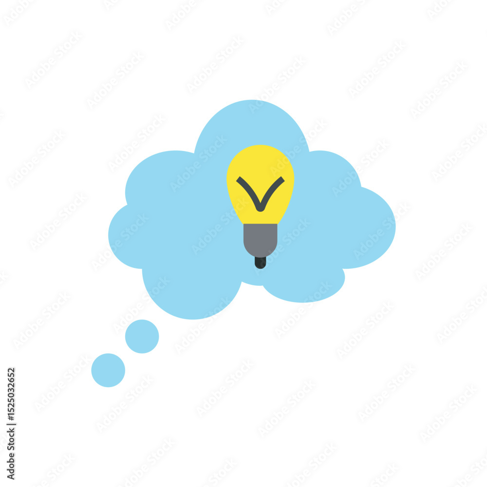 Fototapete Clouds idea icon vector. Thought cloud with light bulb for innovation or brainstorm concept. 