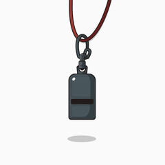 Fototapeta premium Illustration of a Black Whistle Hanging from a Red Cord, Sports Equipment for Referees and Coaches