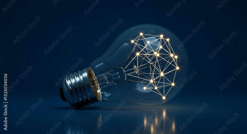 Poster light bulb with glowing interconnected points representing network connections. artificial intellige