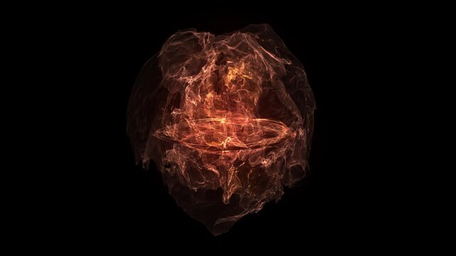 Magic energy ball with flare particles wave. Abstract looping magic energy ball. Futuristic glittering in space. Abstract magic sphere with molecules. Plasma ball animation