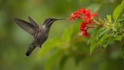 Obraz premium Hummingbird and tropical flower