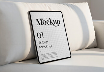 Tablet Mockup on Sofa - Half Side