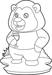 Lion Red wine Animal Vector Graphic Art Illustration