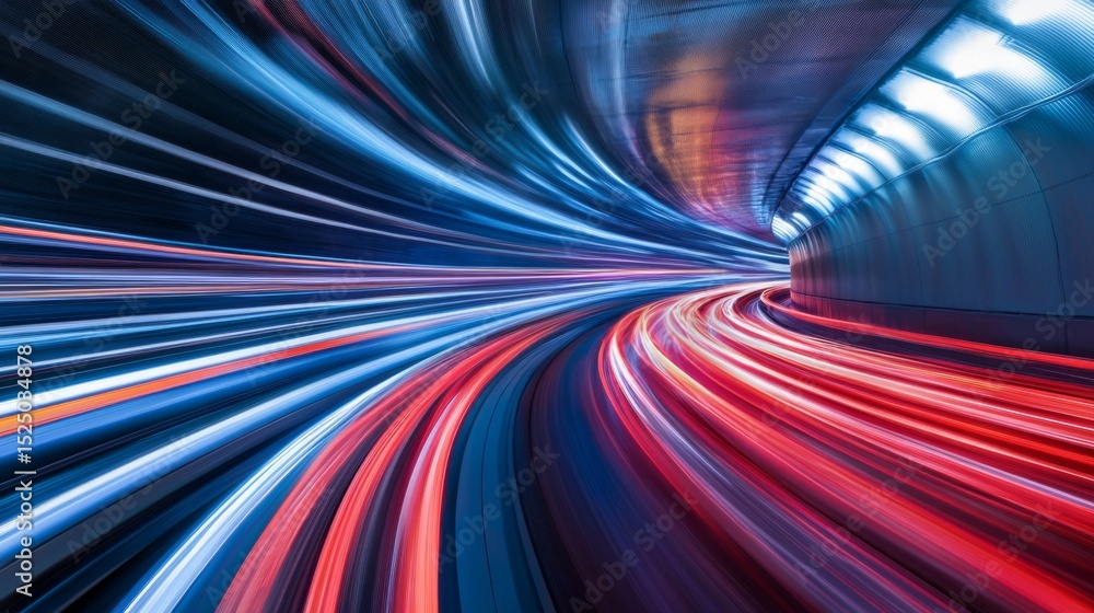 Aufkleber abstract light streaks curving through a dark tunnel, creating a sense of velocity and futuristic tr