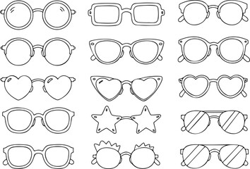 Line Art Glasses Set – Round, Star, Heart, Spike & More Styles