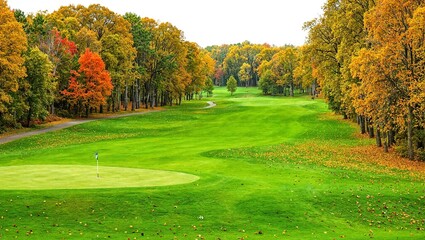 Autumn golf course landscape