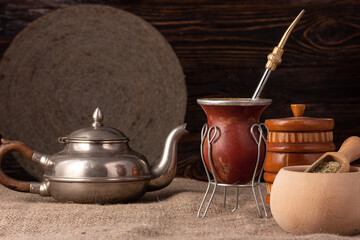 still life with mate tea accessories
