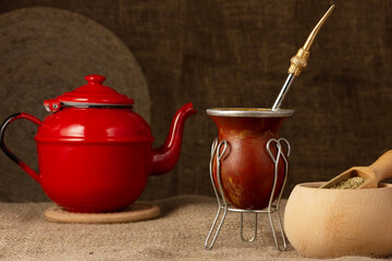 still life with mate tea accessories