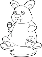 Rabbit Red wine Animal Vector Graphic Art Illustration